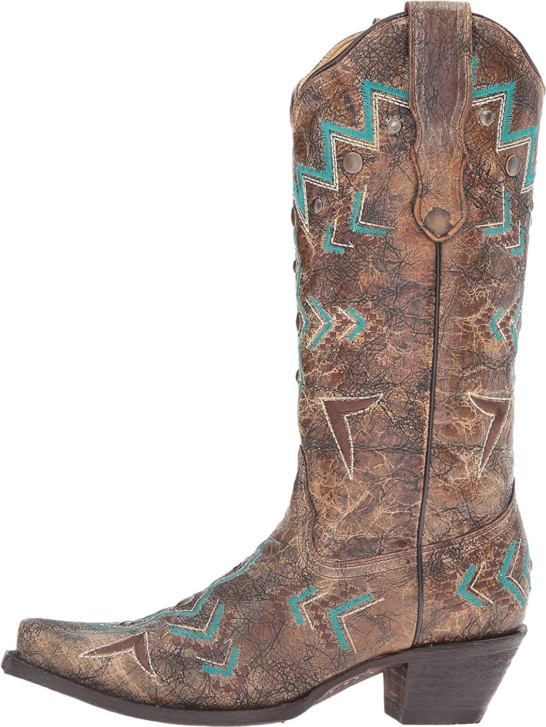 Side Profile of Corral Boots Women's Turquoise Embroidery Western Boot