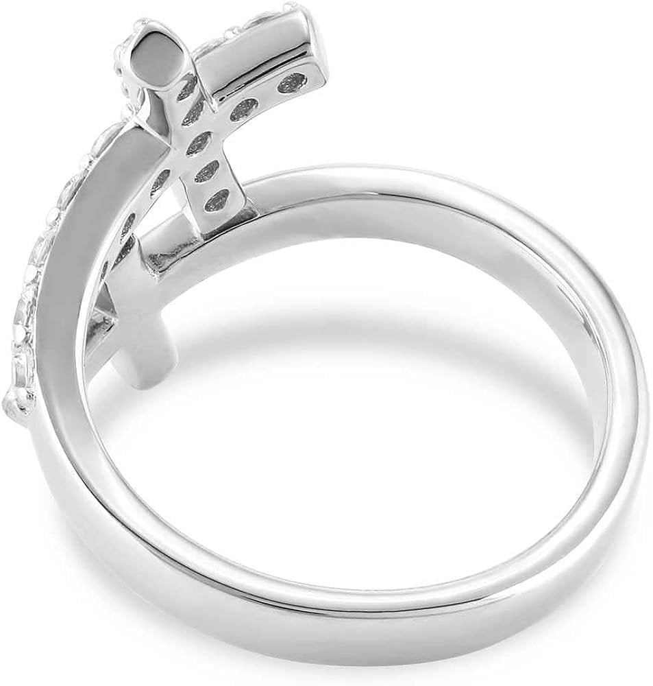 Back of Montana Silversmiths Women's Fearless Faith Crystal Cross Ring
