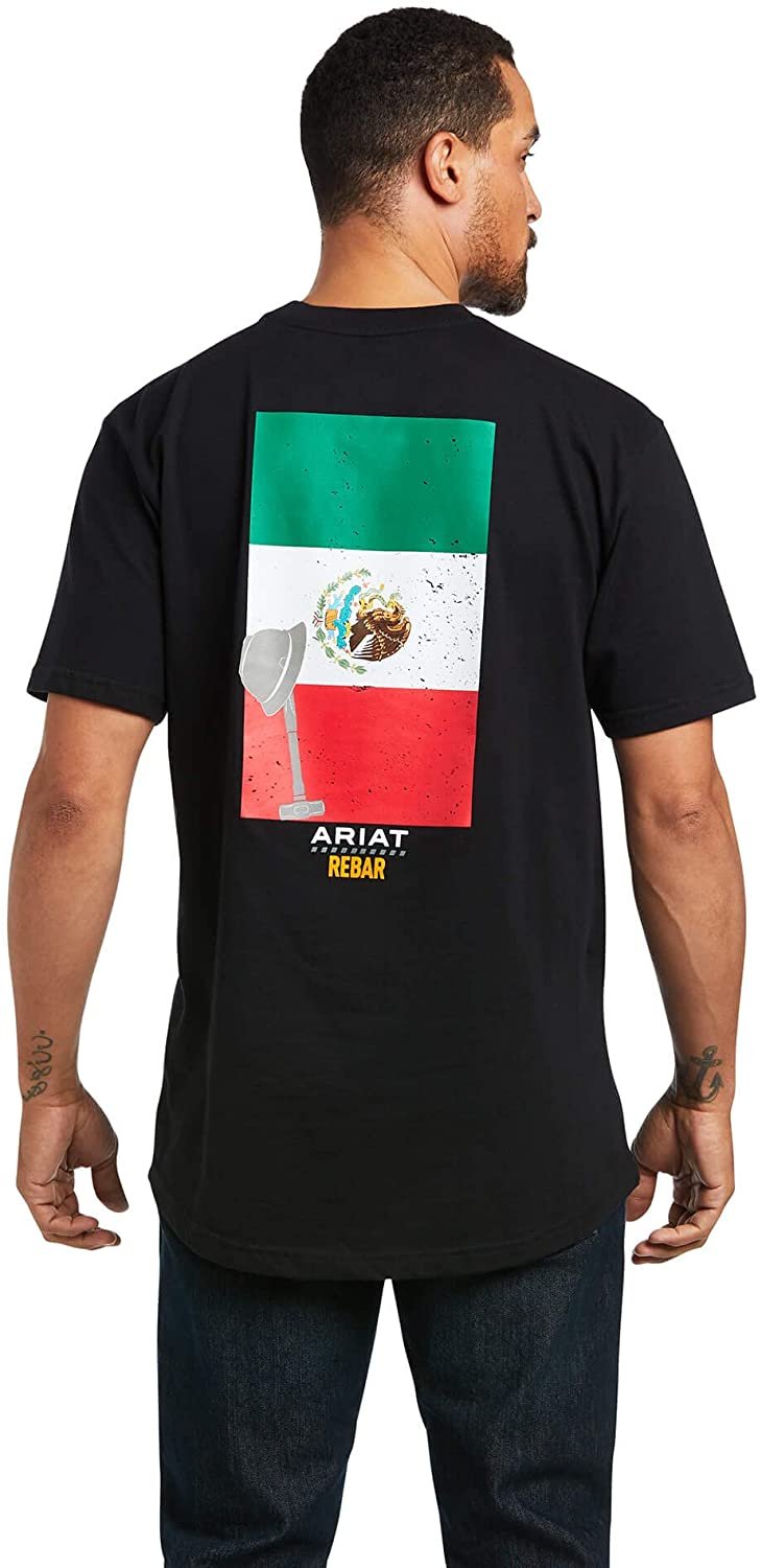 Back of Ariat Men's Rebar Cotton Strong Mexican Pride Graphic T-Shirt in Black