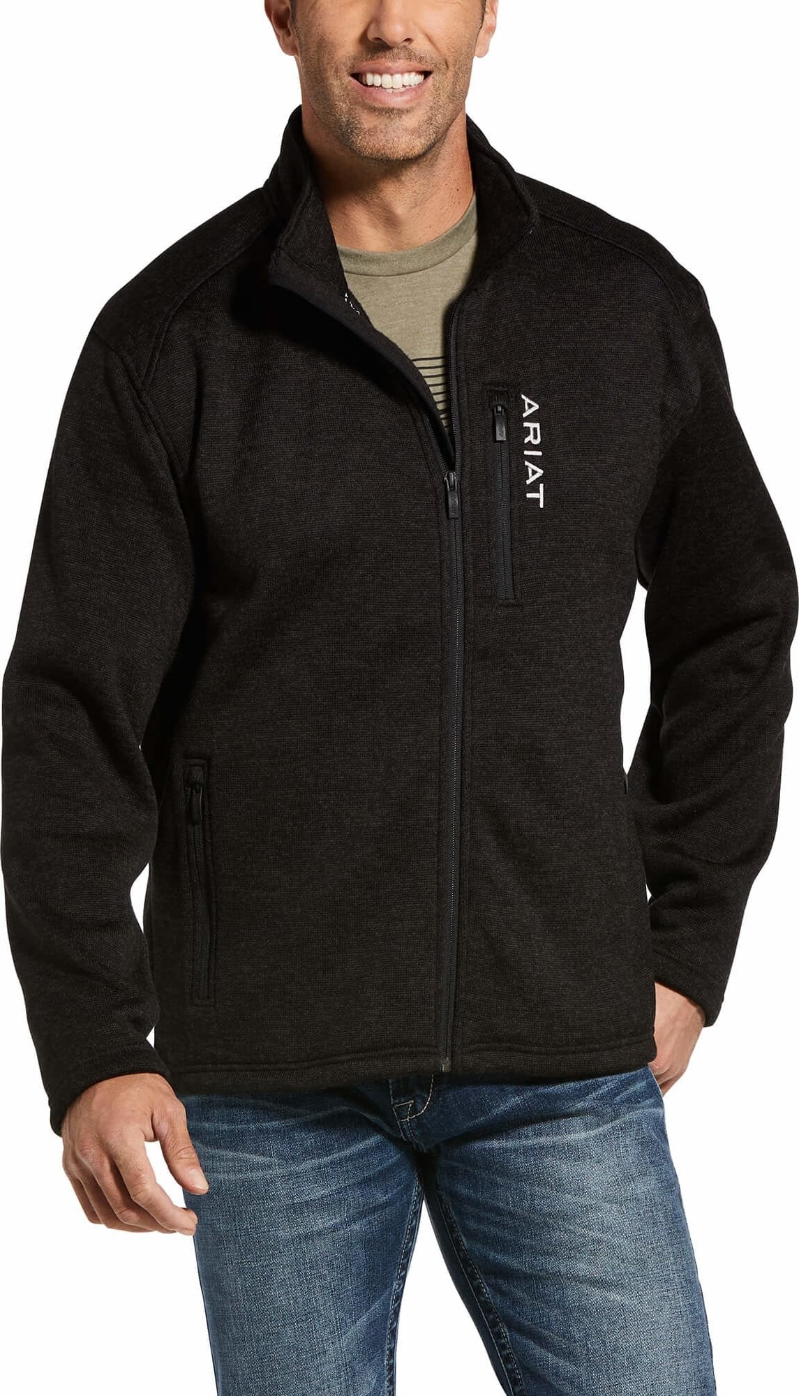 Ariat Men's Caldwell Full Zip Sweater in Charcoal