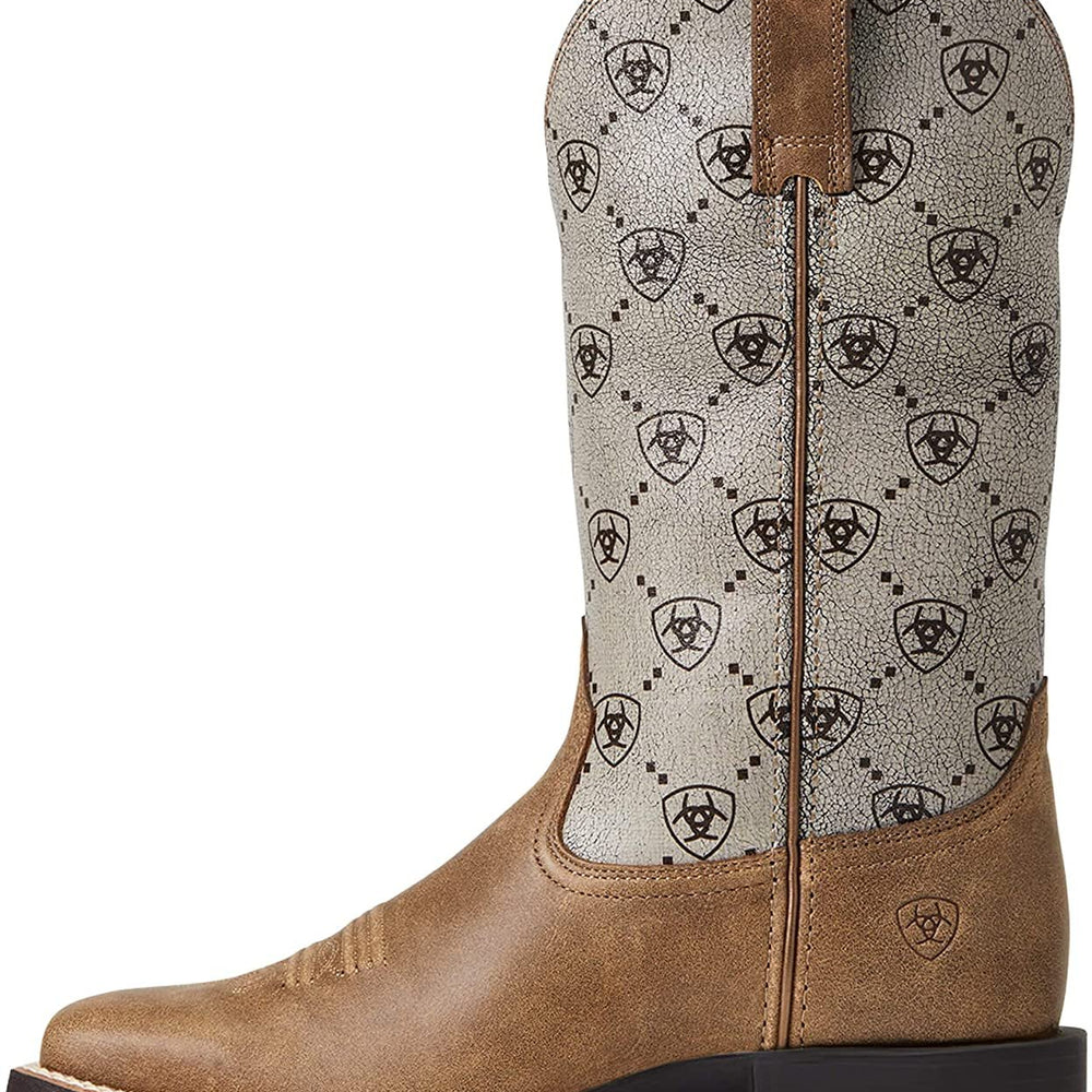 
                  
                    Side Profile of Ariat Women's Round Up Wide Square Toe Western Boot in Brown Bomber
                  
                