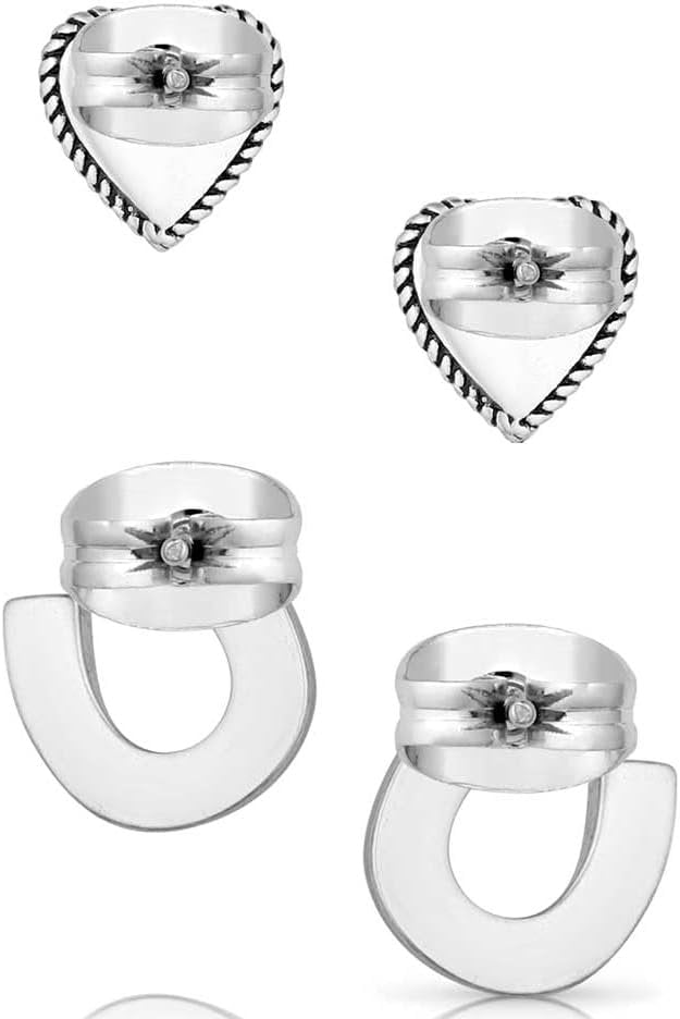 Back of Montana Silversmiths Turquoise Heart & Horseshoe Earring Set
