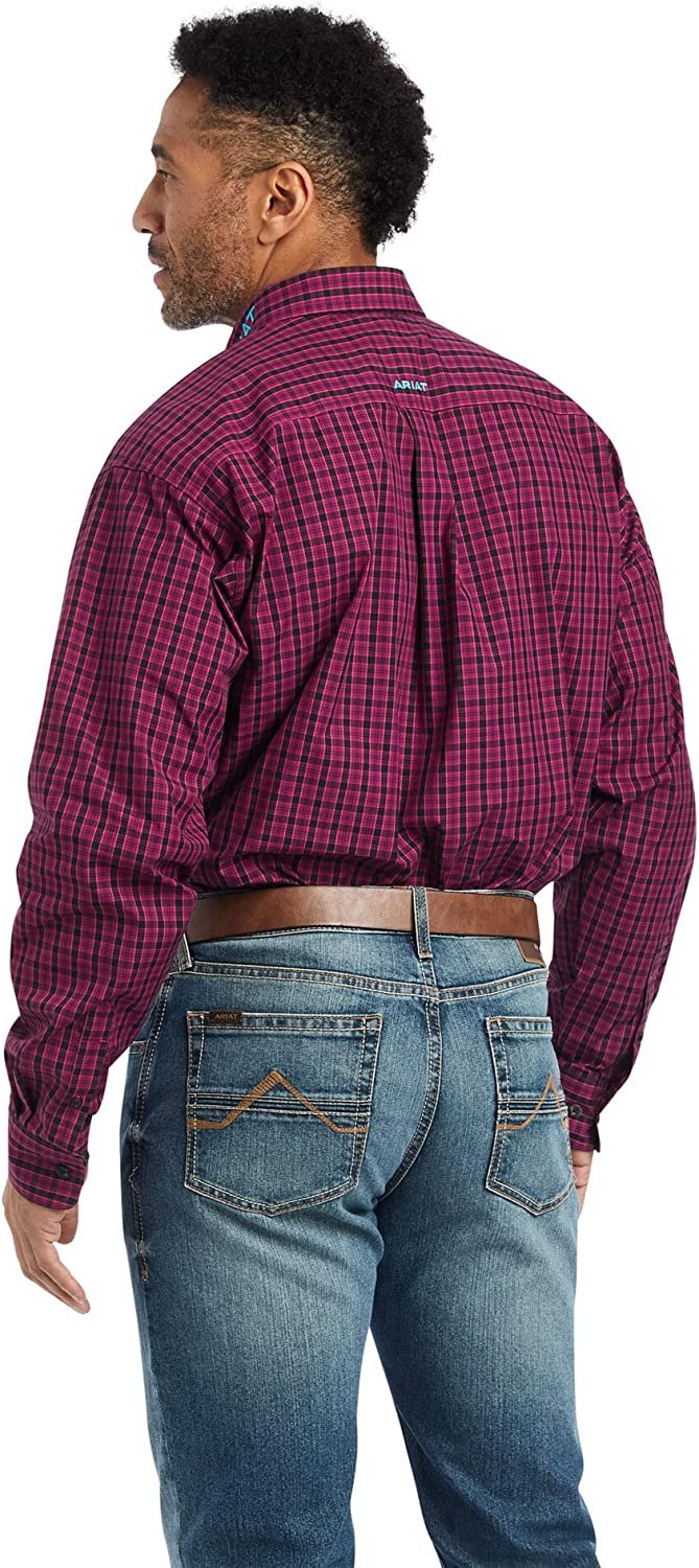 Back of Ariat Men's Pro Series Team Classic Fit Shirt in Beet Red