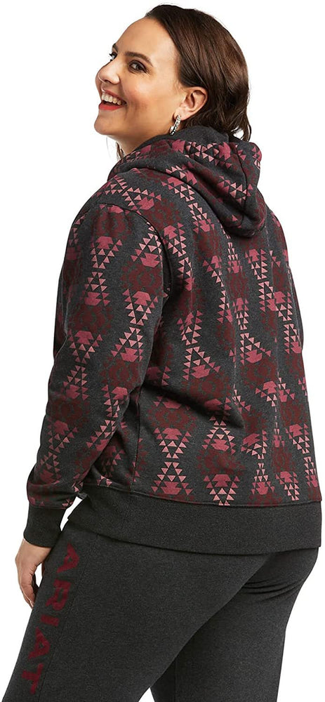 
                  
                    Back Angled View of Ariat Women's REAL Diamondback Printed Hoodie in Heather Charcoal
                  
                