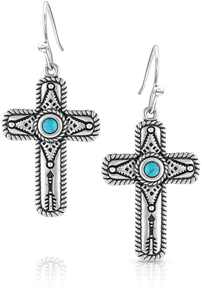 Montana Silversmiths Faith on Point Turquoise Cross Earrings