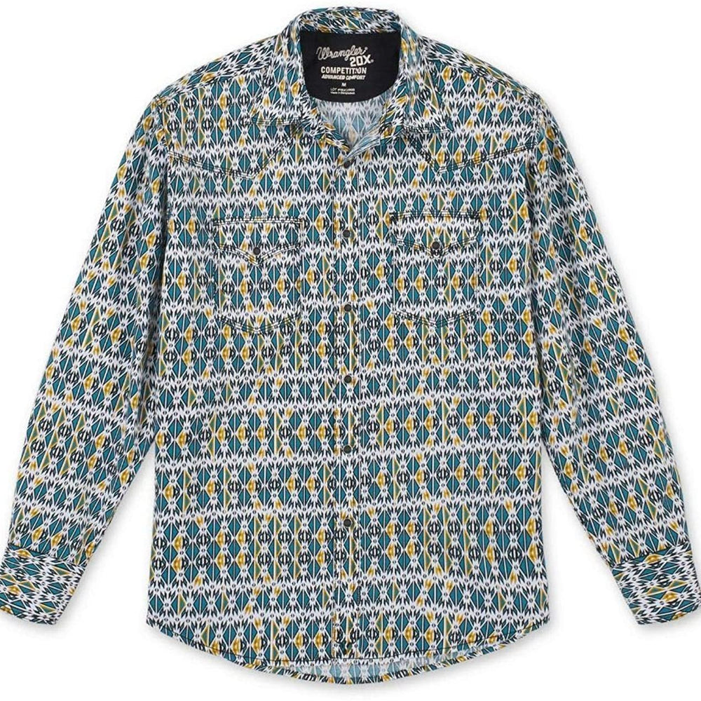 Front of Men's Wrangler 20X Competition Long Sleeve Snap Shirt 