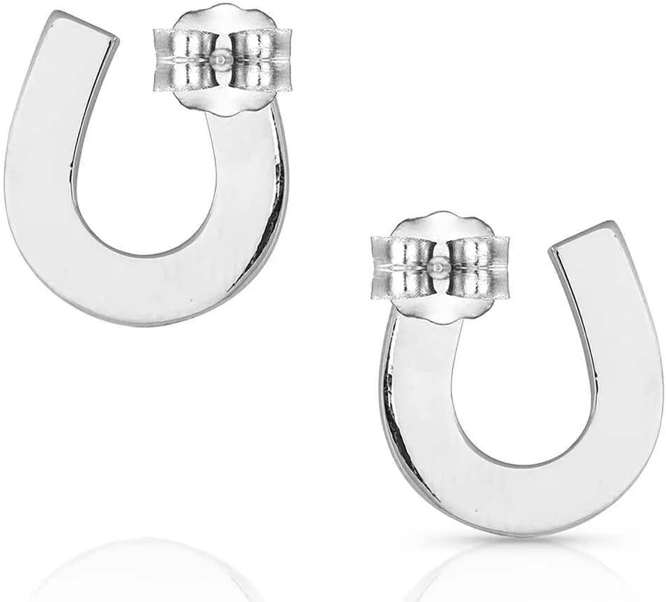 Back of Montana Silversmiths Women's Water's Luck Horseshoe Opal Earrings