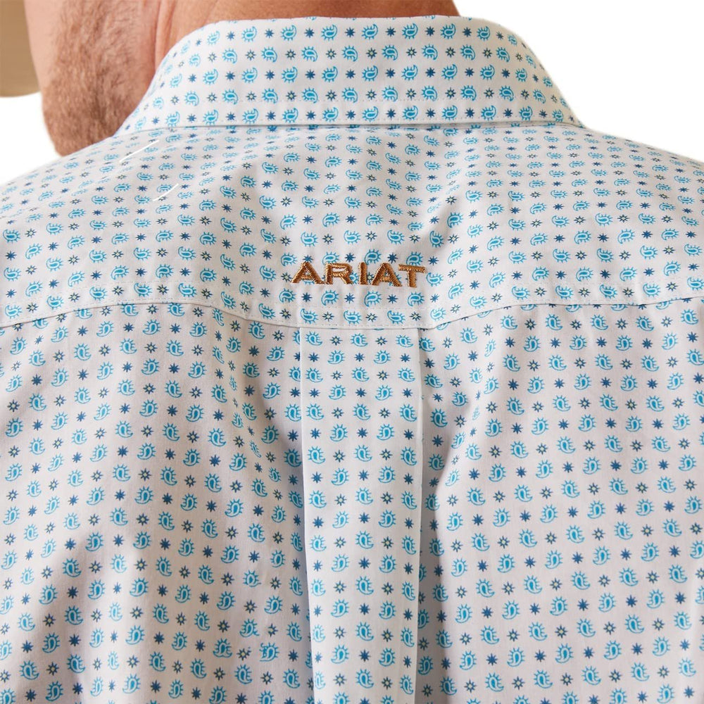 
                  
                    Back of Ariat Men's Team Stuart Fitted Shirt in White
                  
                