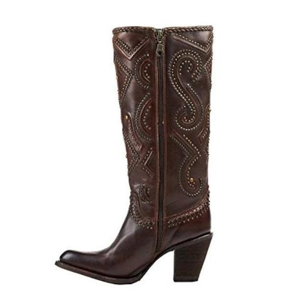 Side Profile of Corral Boots Women's Brown Studded Western Boot