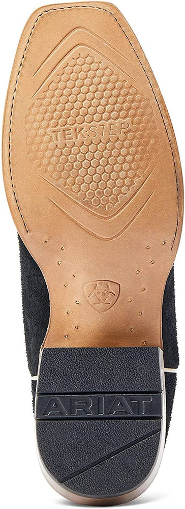 
                  
                    Outsole of Ariat Men's Futurity Showman Western Boot in Black Roughout/Roaring Turquoise
                  
                