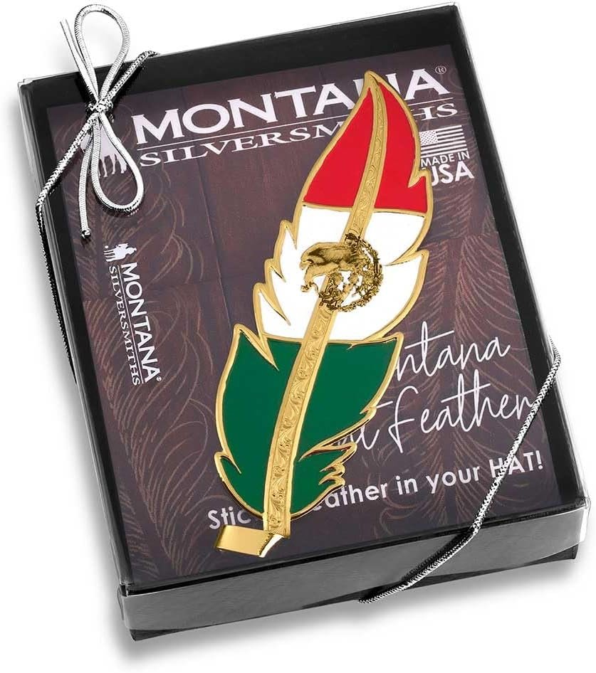 
                  
                    Montana Silversmiths Mexican Pride Hat Feather in Box
                  
                