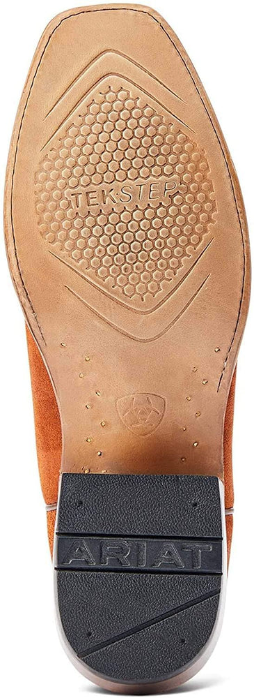 
                  
                    Outsole of Ariat Men's Futurity Showman Western Boot in Dark Copper Roughout/Classic Black
                  
                