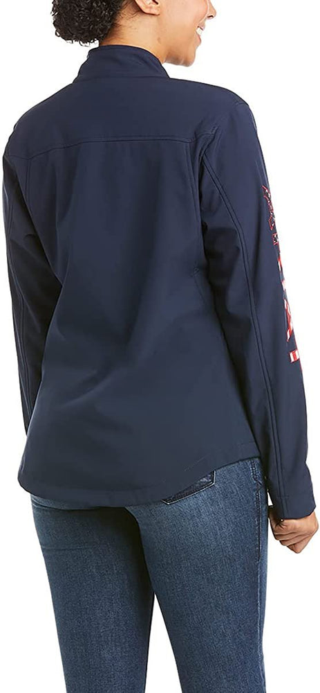 
                  
                    Back of Ariat Women's New Team Softshell Jacket in Navy USA
                  
                