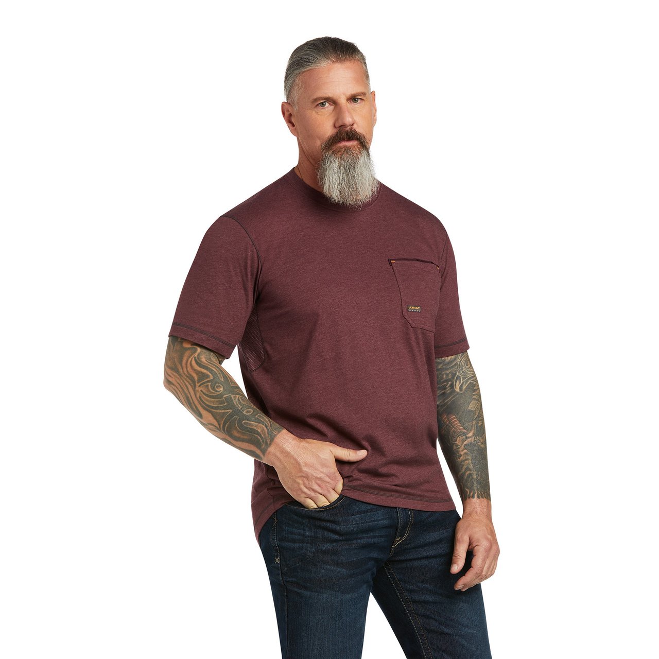 Ariat Men's Rebar Workman Logo T-Shirt in Malbec Heather