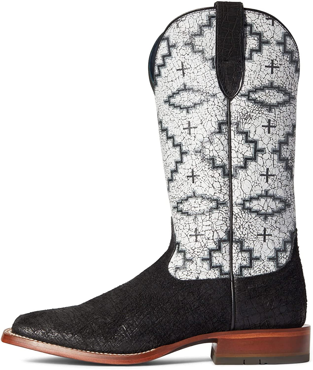 Side Profile of Ariat Men's Circuit Proud Western Boot in Black Hippo Print/Kiva Steps