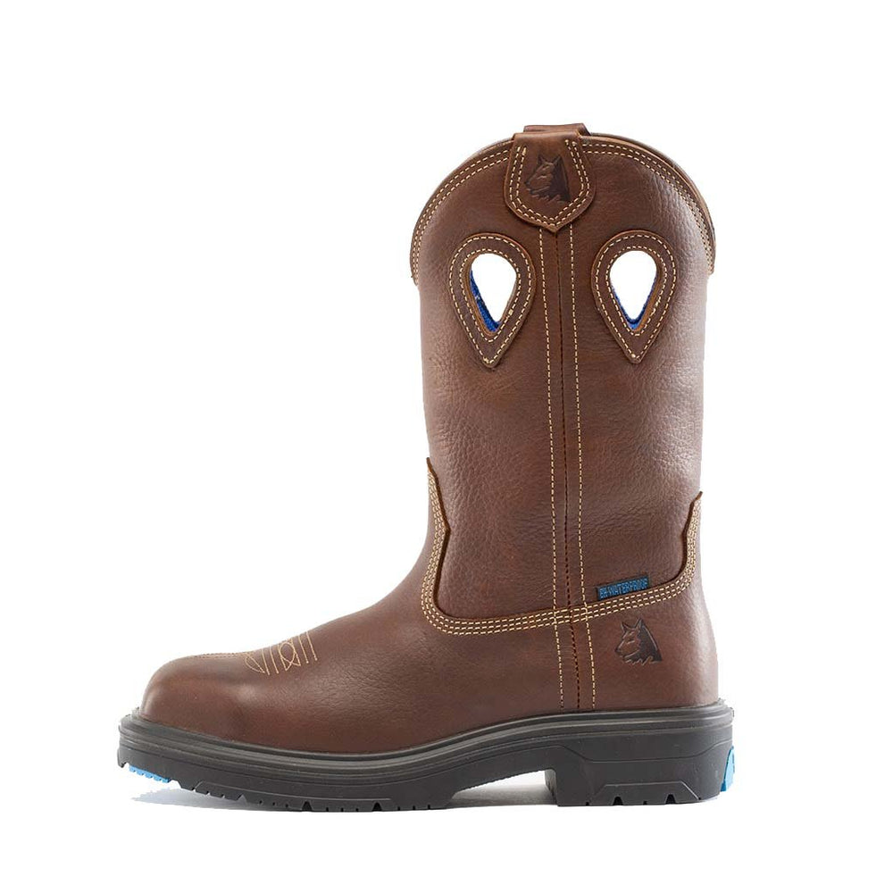 
                  
                    Side of Steel Blue - Blue Heeler Met Safety Boot in Brown
                  
                