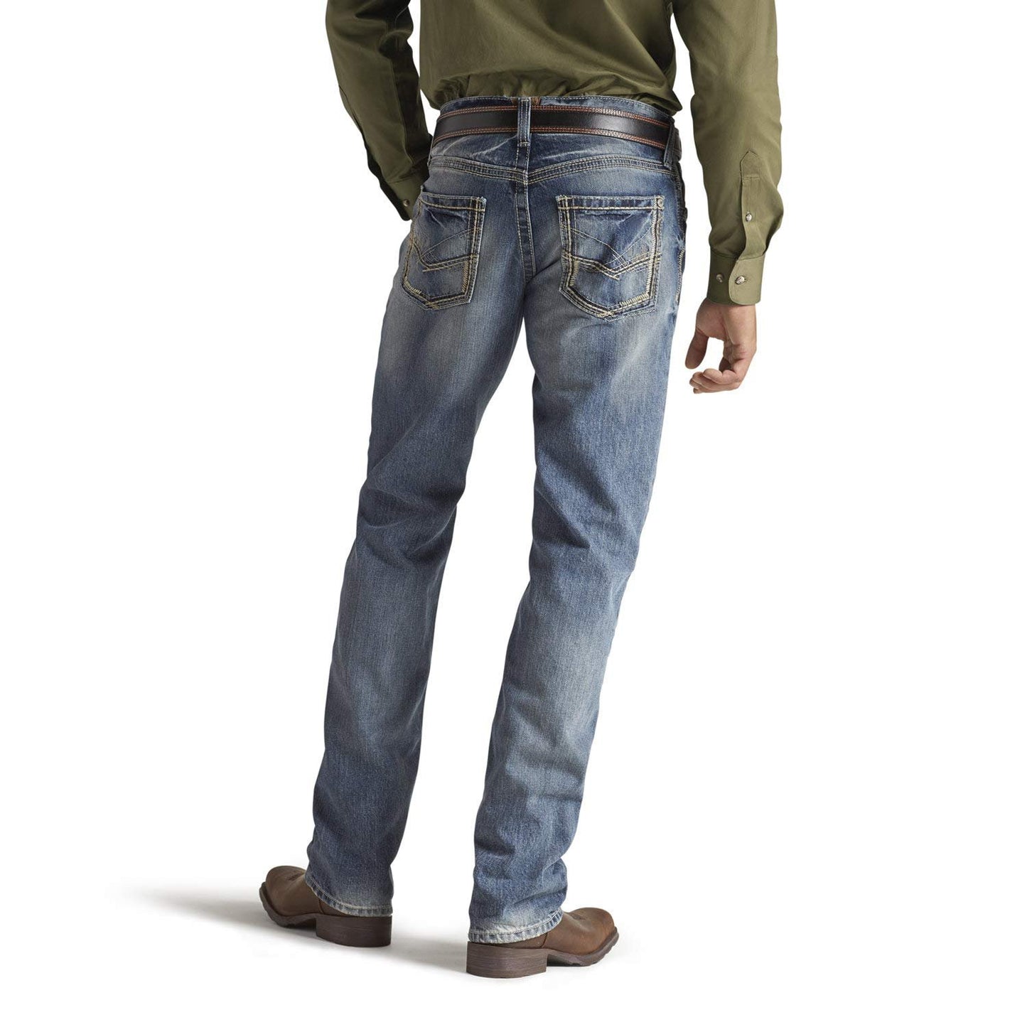 Back of Ariat Men's M5 Slim Gambler Stackable Straight Leg Jeans