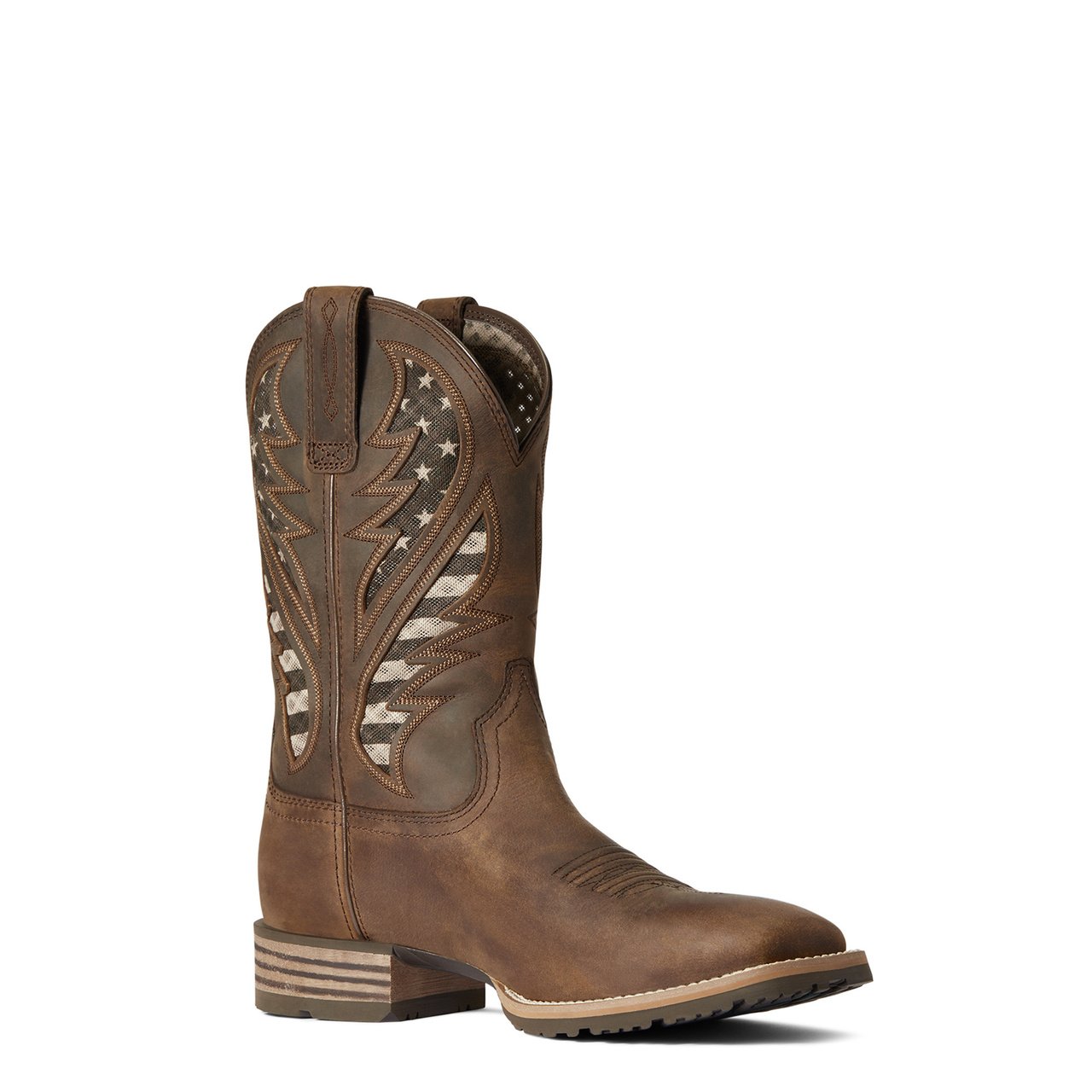Angled Front View of Ariat Men's Hybrid VentTEK Square Toe Western Boot