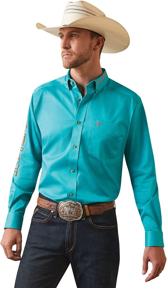 
                  
                    Ariat Men's Team Logo Twill Fitted Shirt in Teal
                  
                