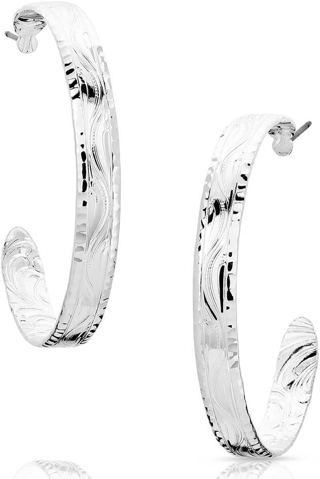 
                  
                    Montana Silversmiths Women's Timeless Treasure Chiseled Hoop Earrings, Silver
                  
                