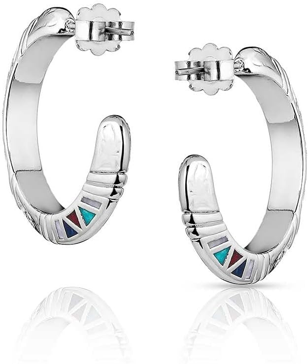 Back of Montana Silversmiths Women's Hidden Mosaic Hoop Earrings