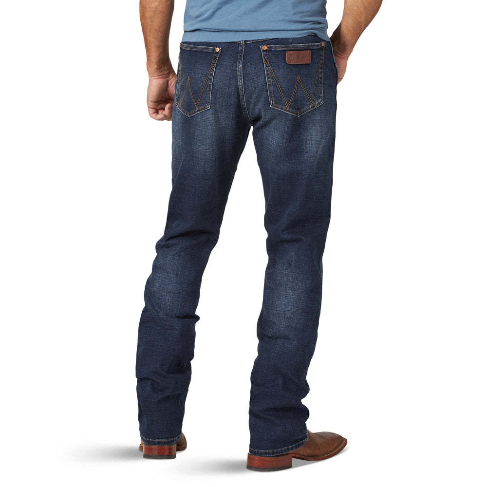
                  
                    Back View of Man Wearing Men's Wrangler Retro Premium Slim Fit Straight Leg Jean
                  
                