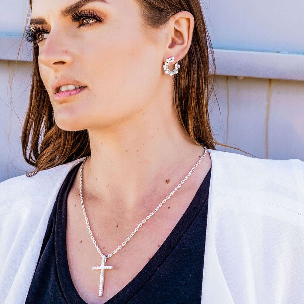 
                  
                    Woman Wearing Montana Silversmiths Women's Dazzling in Faith Cross Necklace
                  
                