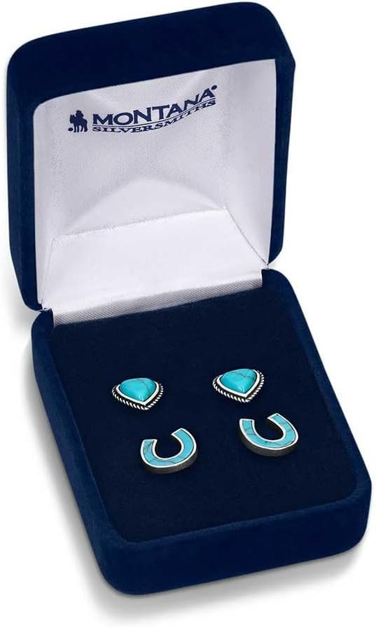 
                  
                    Montana Silversmiths Turquoise Heart & Horseshoe Earring Set in Gift Box
                  
                
