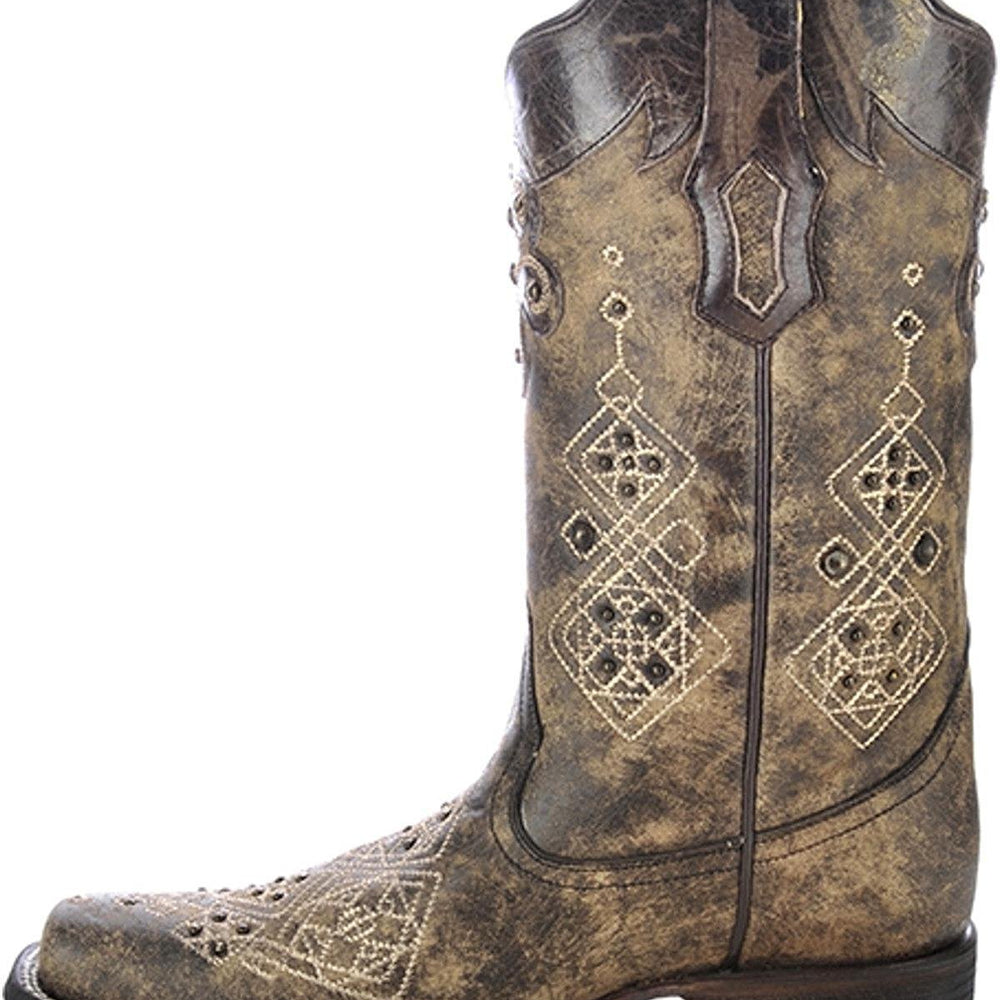 
                  
                    Side Profile of Corral Boots Women's Black Studded Square Toe Western Boot
                  
                