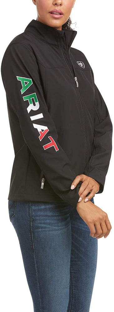 
                  
                    Logo on Sleeve of Ariat Women's Classic Team Softshell MEXICO Jacket in Black
                  
                