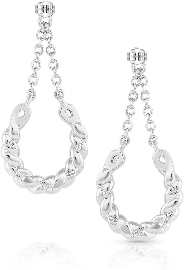 Back of Montana Silversmiths Women's Frosty Rope Crystal Horseshoe Drop Earrings