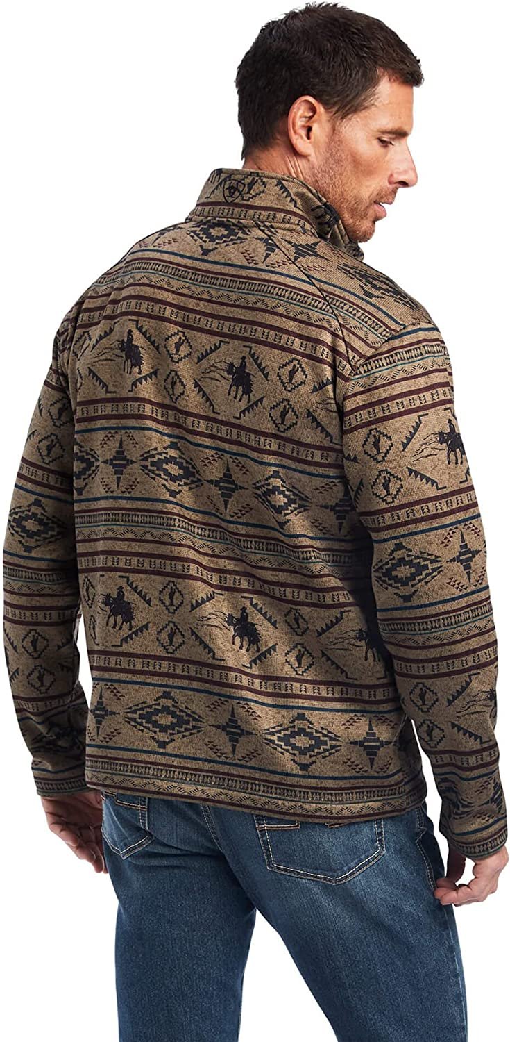 Back of Ariat Men's Caldwell Full Zip Sweater in Brindlewood Southwest