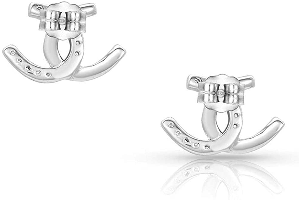 
                  
                    Back of Montana Silversmiths Women's Horseshoe Happiness Post Earrings
                  
                