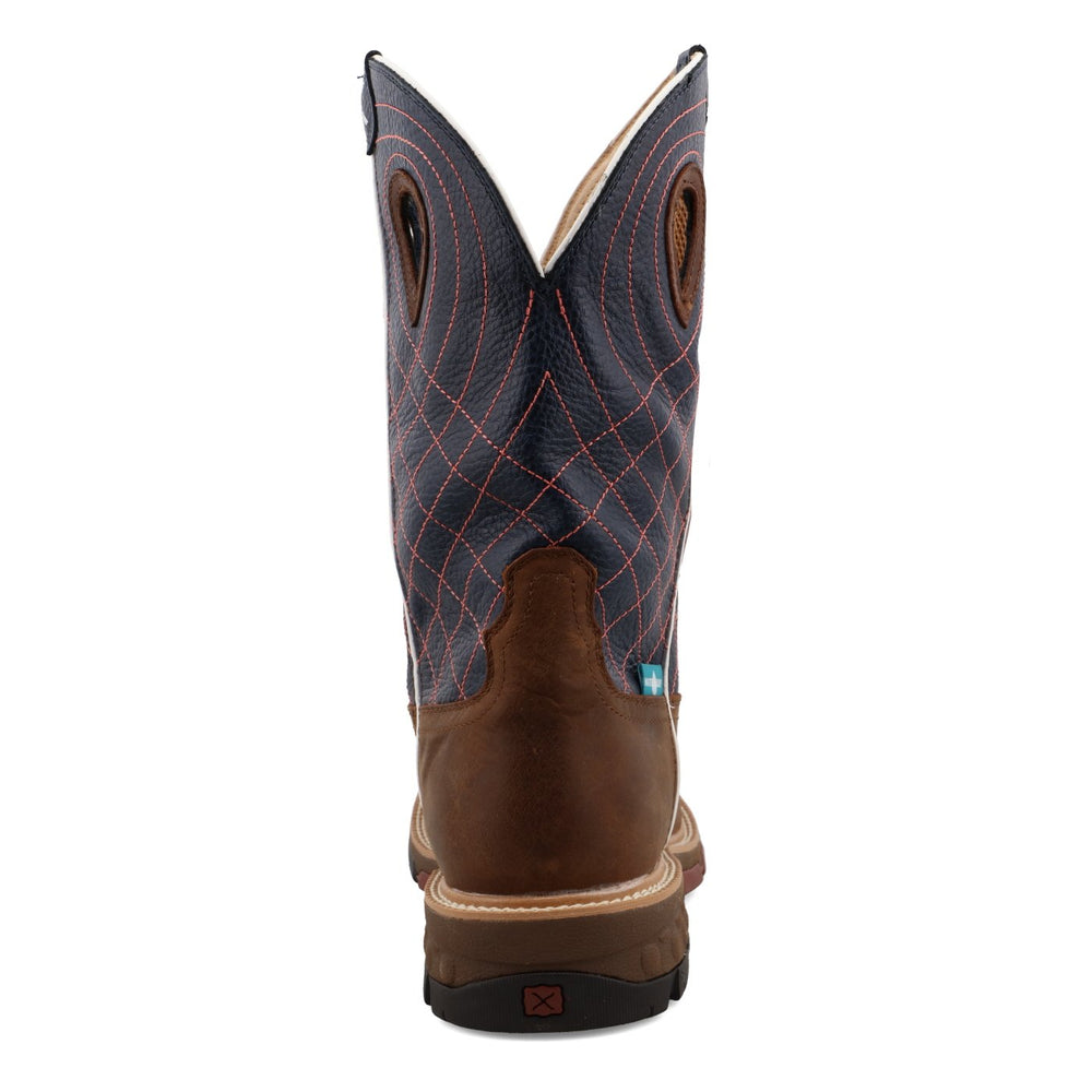 
                  
                    Back of Twisted X Men's 12" Western Work Boot in Mocha/Navy
                  
                