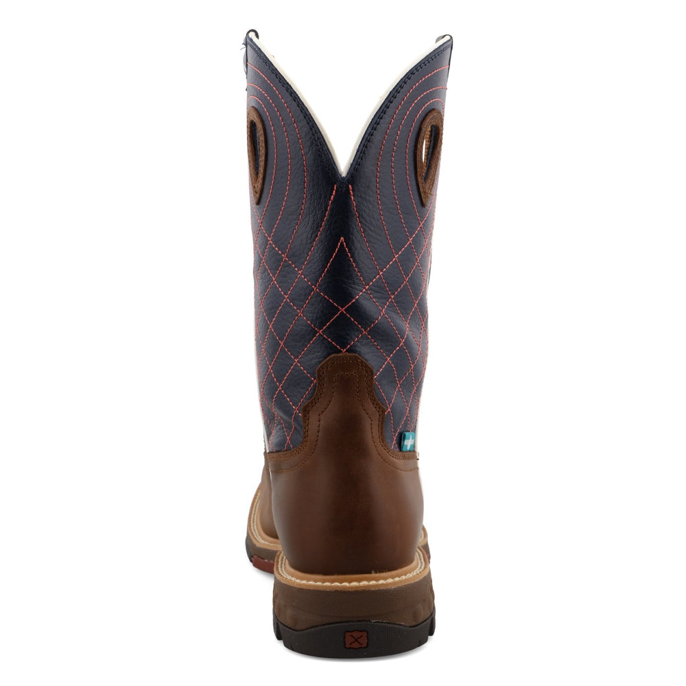 
                  
                    Back of Twisted X Men's 12" Western Work Boot in Navy/Mocha
                  
                
