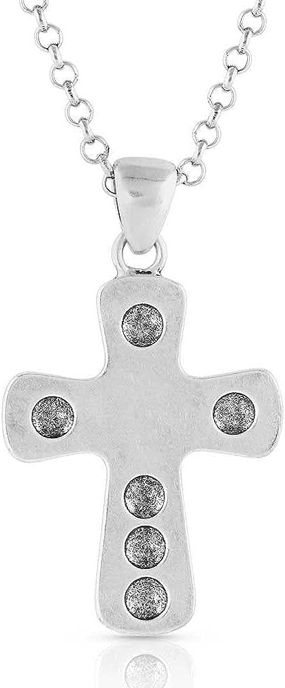 Back of Montana Silversmiths Women's Bold in Faith Turquoise Cross Necklace