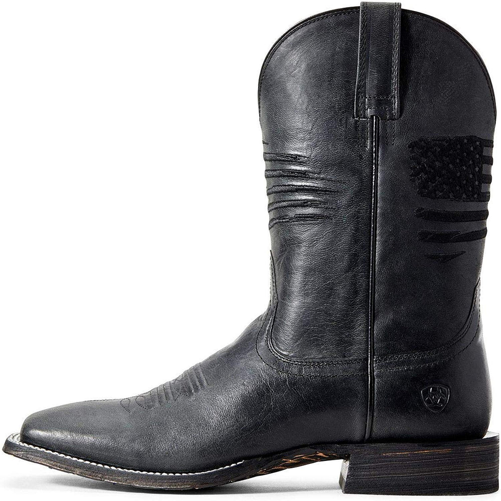 
                  
                    Side Profile of Ariat Men's Circuit Patriot Cowboy Boot in Black
                  
                