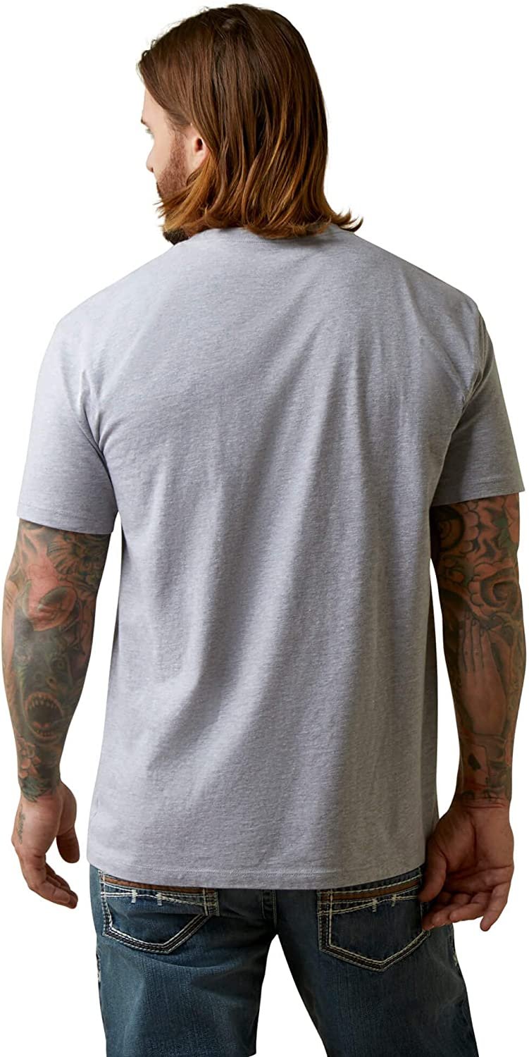 Back of Ariat x Western Aloha Men's Roper T-Shirt in Heather Grey