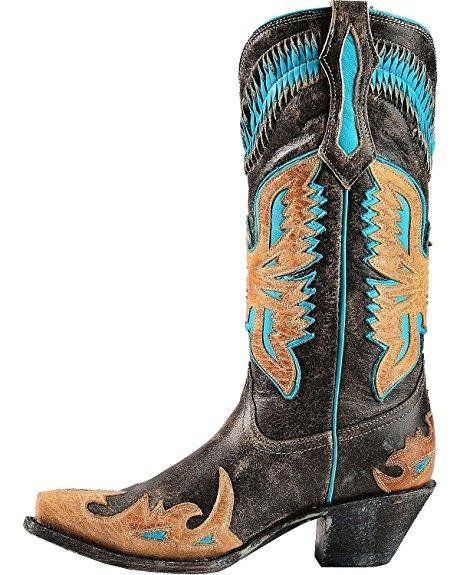 Side Profile of Corral Boots Women's Eagle Overlay Snip Toe Western Boot