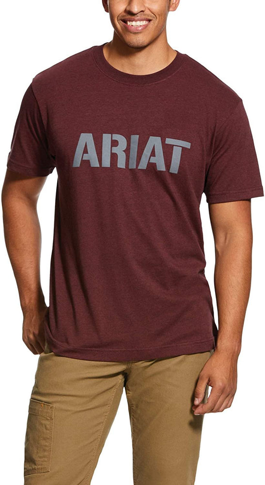 Ariat Men's Rebar Cotton Strong Block T-Shirt in Burgundy Heather