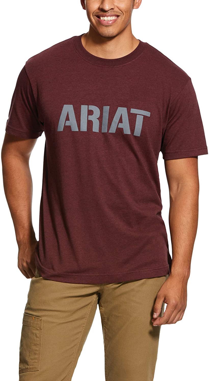 Ariat Men's Rebar Cotton Strong Block T-Shirt in Burgundy Heather