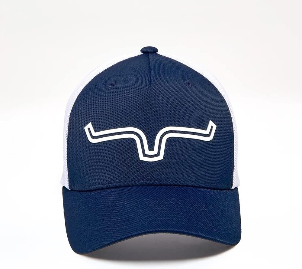 Front of Kimes Ranch 110 Double Trac Trucker Hat in Navy