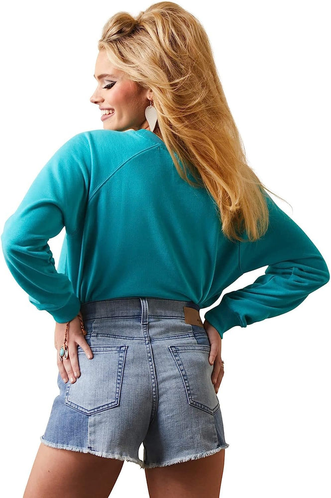 
                  
                    Back of Ariat Women's REAL Rose Sweatshirt in Viridian Green
                  
                