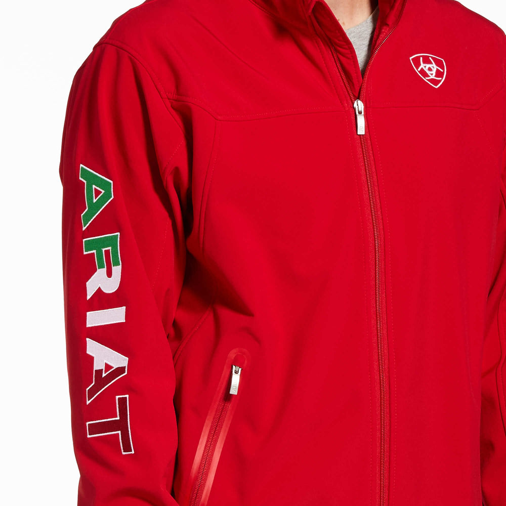 
                  
                    Logo on Ariat Men's New Team Softshell MEXICO Jacket in Red
                  
                