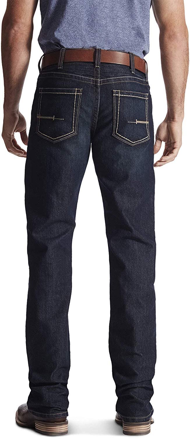 Back of Ariat Men's Rebar M4 Relaxed DuraStretch Basic Boot Cut Jeans