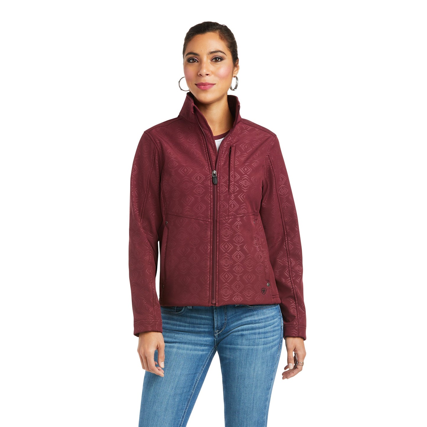 Ariat Women's REAL Softshell Jacket in Windsor Wine Embossed