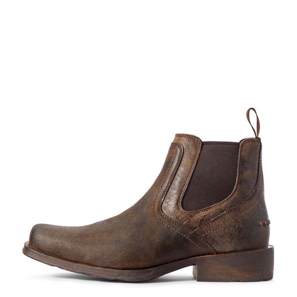 Side Profile of Ariat Men's Midtown Rambler Square Toe Chelsea Boot in Stone