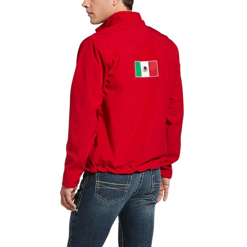 
                  
                    Back of Ariat Men's New Team Softshell MEXICO Jacket in Red
                  
                