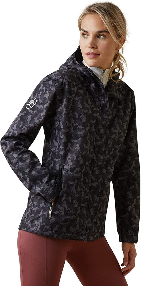 
                  
                    Close-up of Ariat Women's Spectator Waterproof Jacket in Camo Horse/Black
                  
                