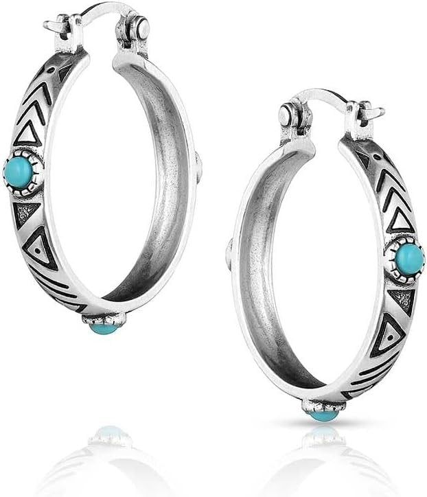 Back of Montana Silversmiths Women's Uncovered Beauty Turquoise Hoop Earrings